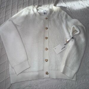 Bailey 44 White Sweater with Gold Heart Buttons